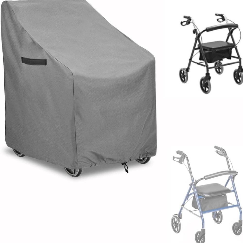 Rolling Walker Cover,4-Wheel Walker Cover, Placed Outdoors to Protect from dust, Wind and Sun, 28.3 inches Long, 26 inches Wide, 35.4 inches high, Suitable for a Variety of Four-Wheel Walkers (Gray)