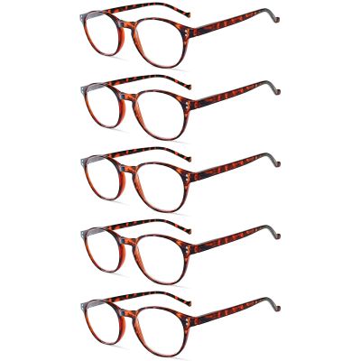 NORPERWIS 5 Pairs Reading Glasses - Standard Fit Spring Hinge Readers Glasses for Men and Women (5Tortoise, 4.0, x)