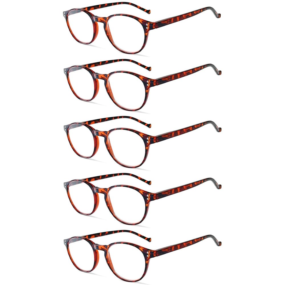 NORPERWIS 5 Pairs Reading Glasses - Standard Fit Spring Hinge Readers Glasses for Men and Women (5Tortoise, 4.0, x)