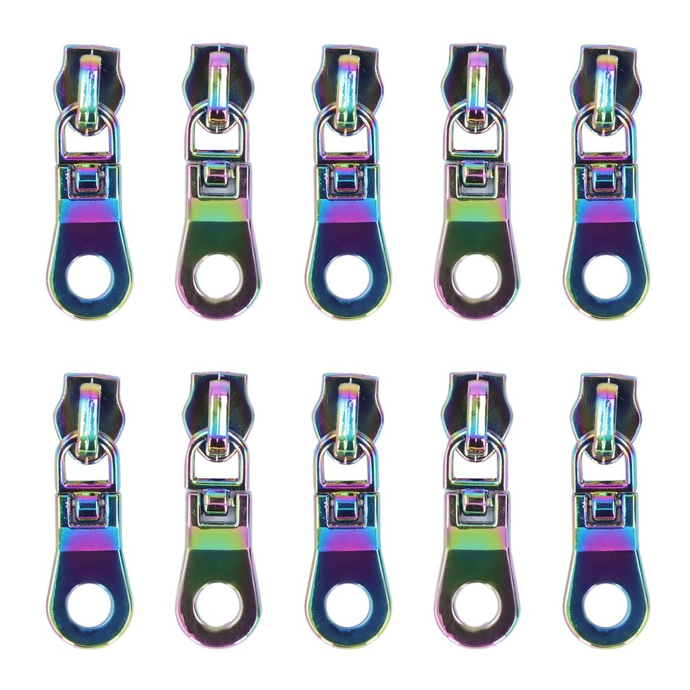 10Pcs Zipper Pull Replacement | Electroplating Process for Fadeless Resilience | Bright Color Zinc Alloy Pulls for Bags/Clothes/DIY | Exquisite Design