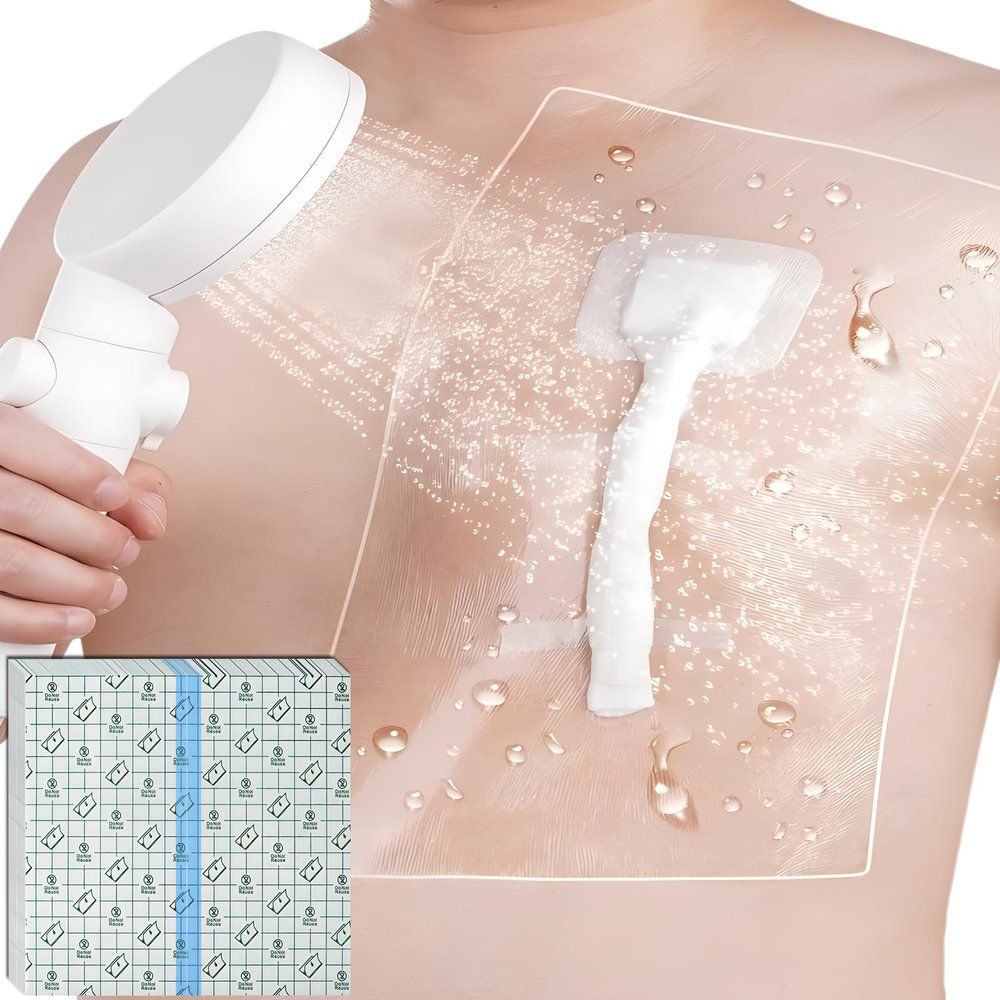 12" x 12" Shower Shields Wound Cover, Large Waterproof Bandages for Central Line Chemo Port Chest Catheter Shower Cover PICC Line Shower Protector Dressings 25 Pcs