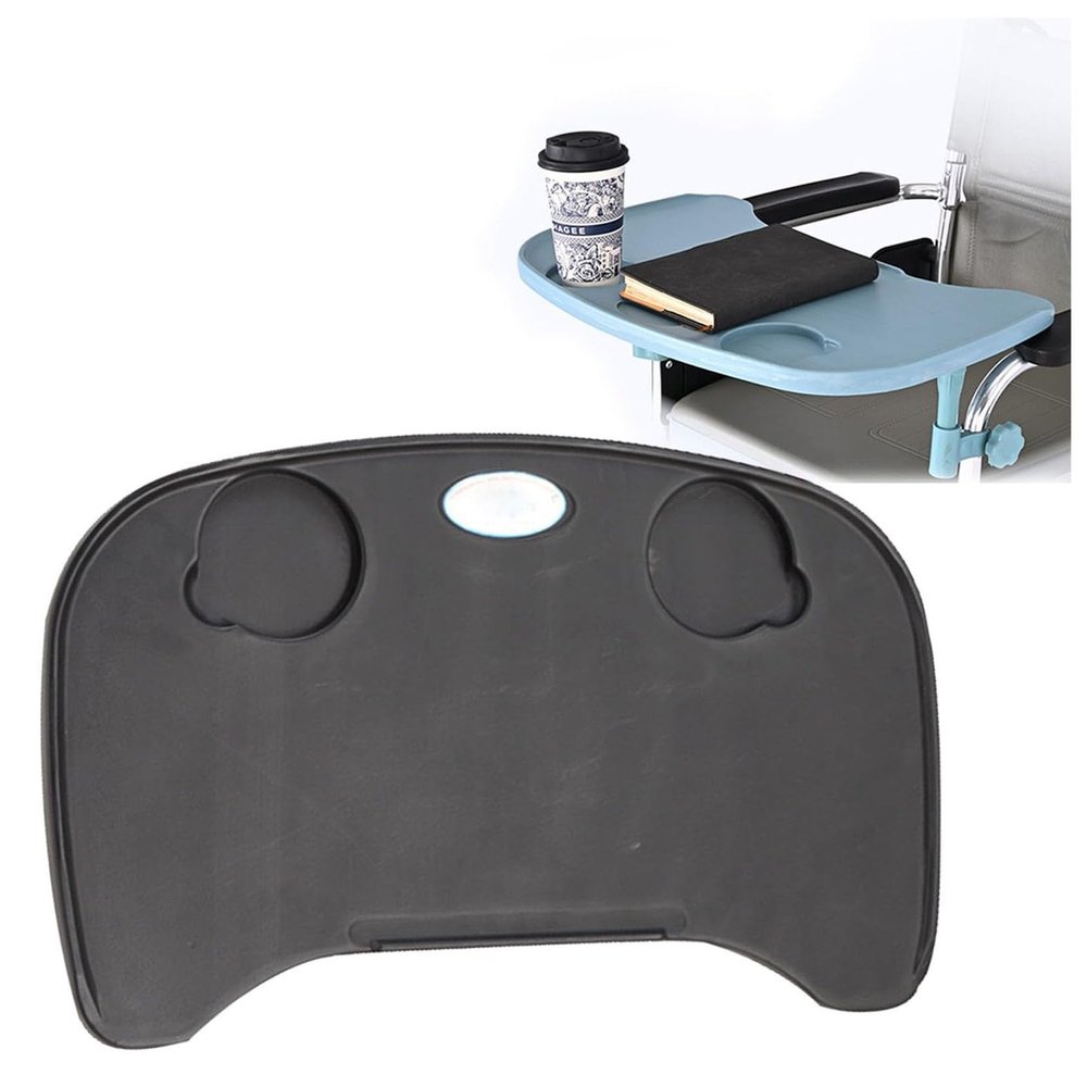 HDXWIFD Wheelchair Tray, Detachable ABS Plastic Wheelchair Lap Tray, Removable Tray Table with Cup Holder, Portable Wheelchair Magazine Table for Elderly Idea for Eating, Reading