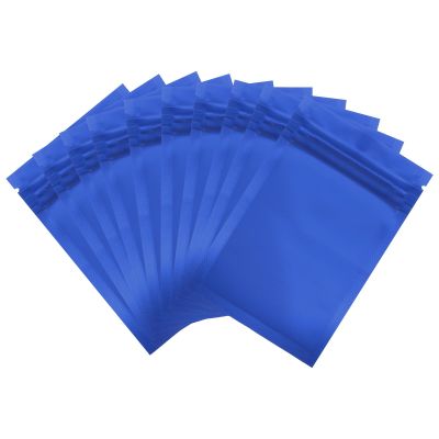 PATIKIL Resealable Packaging Bags for Small Business, 100 Pcs 3x5 Inch Matte Smell Proof Bags Aluminum Sealable Foil Flat Zipper Lock Pouch for Food Storage, Blue