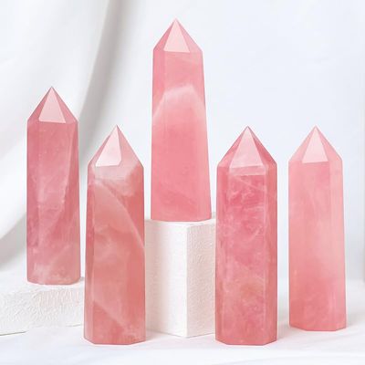 10Pcs 2.76-3.15in Rose Quartz Crystal Points, Healing Stones for Energy, Meditation, Chakra Balancing, Reiki, Yoga & Home Decor, Ideal for Grids & Gift