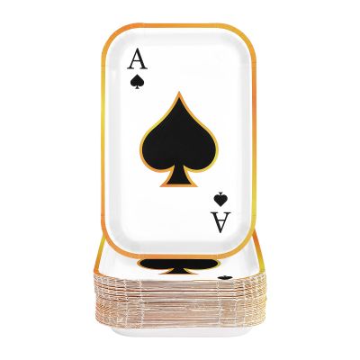 Grencian 60Pcs Casino Cards Party Paper Plates 10" x 6.5" Las Vegas Poker Paper Plates Ace of Spades Disposable Tableware for Casino Game Nights Party Decorations
