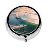 Round Pill Case for Purse or Pocket 2 Compartment Medicine Pill Box Portable Small Pill Organizer Beach Surf Pillbox Travel Medicine Vitamin Cod Liver Oil Storage Box view 1
