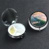 Round Pill Case for Purse or Pocket 2 Compartment Medicine Pill Box Portable Small Pill Organizer Beach Surf Pillbox Travel Medicine Vitamin Cod Liver Oil Storage Box view 3