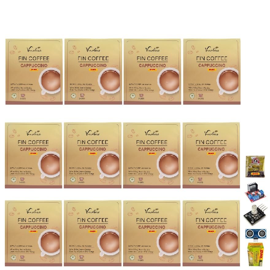 FinCoffee Cappuccino Sugar-Free 10 Sachets/Box(100g) Instant Mix Deliciuos Much Mellow Intense Roasted Fruit Snack Set 12 By Beautygoodshop [Get Free For You Beauty Gifts]