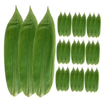 Cabilock Bamboo Leaves Sushi Plate Decoration 100pcs Japanese Food Mat for Sashimi Fresh Cooking and Sushi Presentation Authentic Decorative Leaf and Dishes