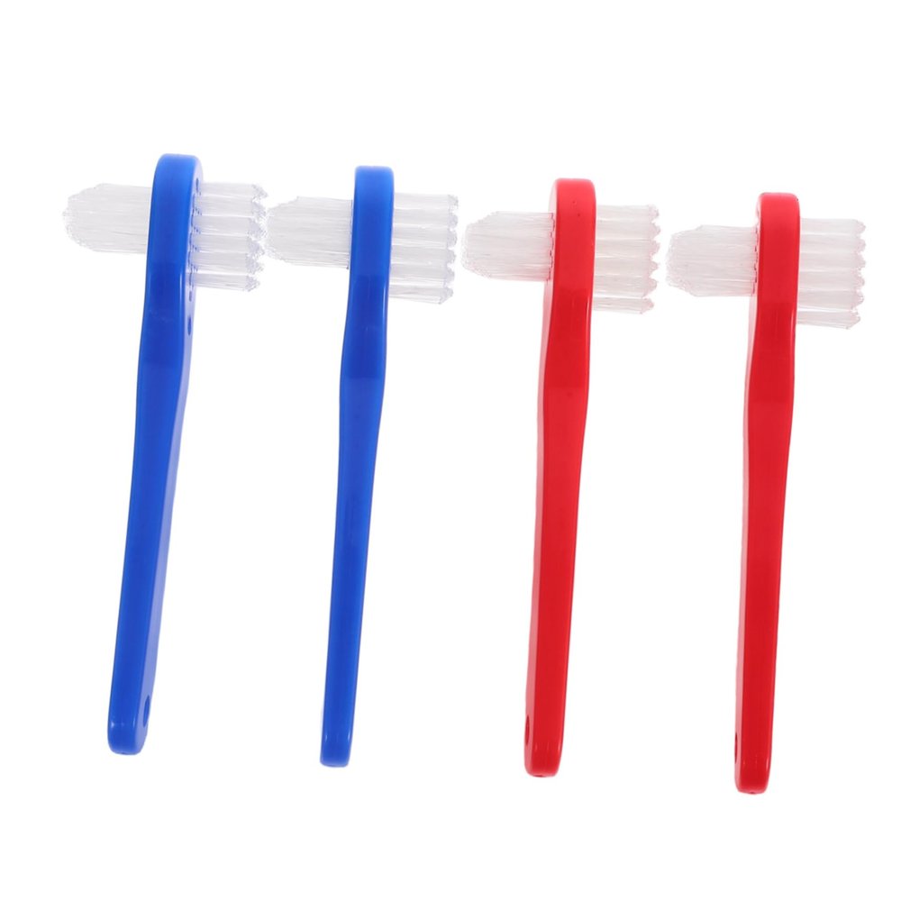 BCOATH Small Portable Denture Brush Set 4PCS Travel Size Cleaning Brushes for Adults Soft Bristles for Dentures and Oral
