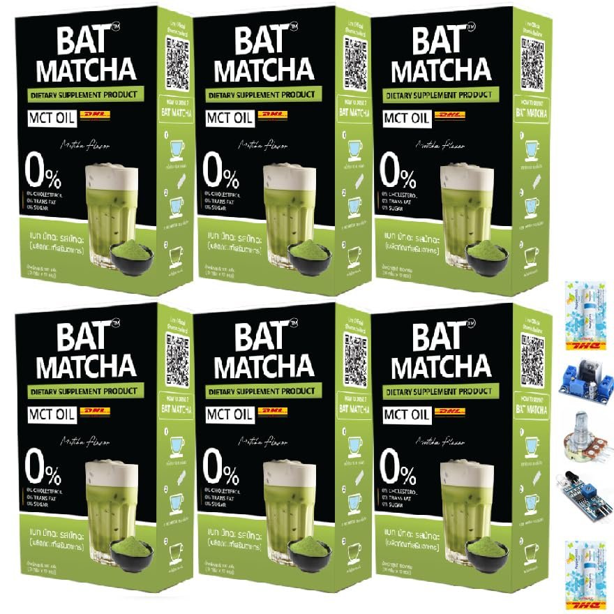 BatMatcha Sugar-Free Green Tea Smooth Delicious Mellow Intense Roasted Fruit Snack 10 Sachets/Box Set 6 A553 By Thaigiftshop [Get Free Tomato Facial Mask]