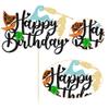 Gyufise 1Pcs Summer Cake Topper Glitter Tree Flower Happy Birthday Cake Pick Decoration for Tropical Hawaiian Luau Theme Baby Shower Kids Birthday Party Cake Decorations Supplies Black view 3