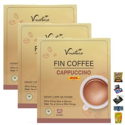 10 Sachets/Box(100g) Instant Mix Deliciuos Much Mellow Intense Roasted Fruit Snack FinCoffee Cappuccino Sugar-Free (of 3) By Beautygoodshop [Get Free For You Beauty Gifts]