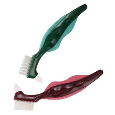 MUCKLILY 2pcs Dentures Brush Cleaner Ultra-Clean Hard Bristle Brush for Oral Care Denture Accessories False Teeth