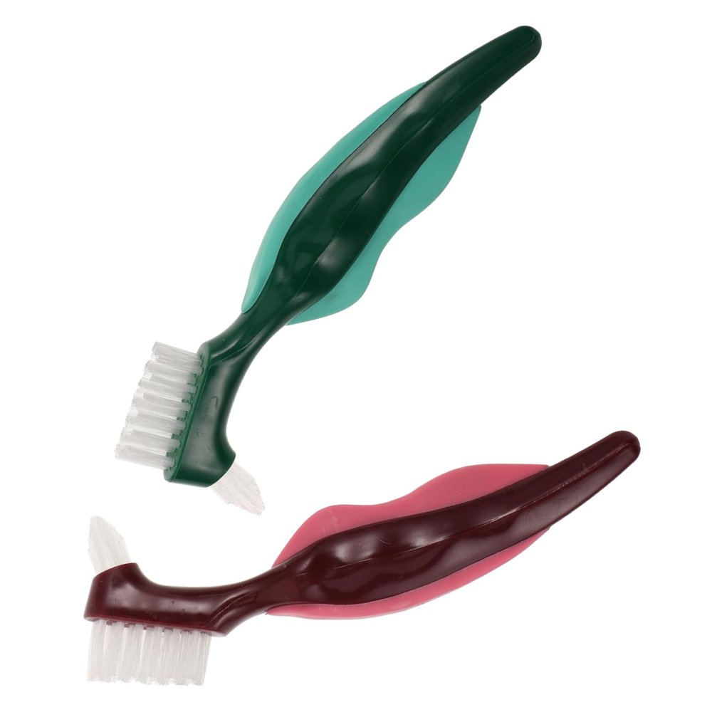 MUCKLILY 2pcs Dentures Brush Cleaner Ultra-Clean Hard Bristle Brush for Oral Care Denture Accessories False Teeth