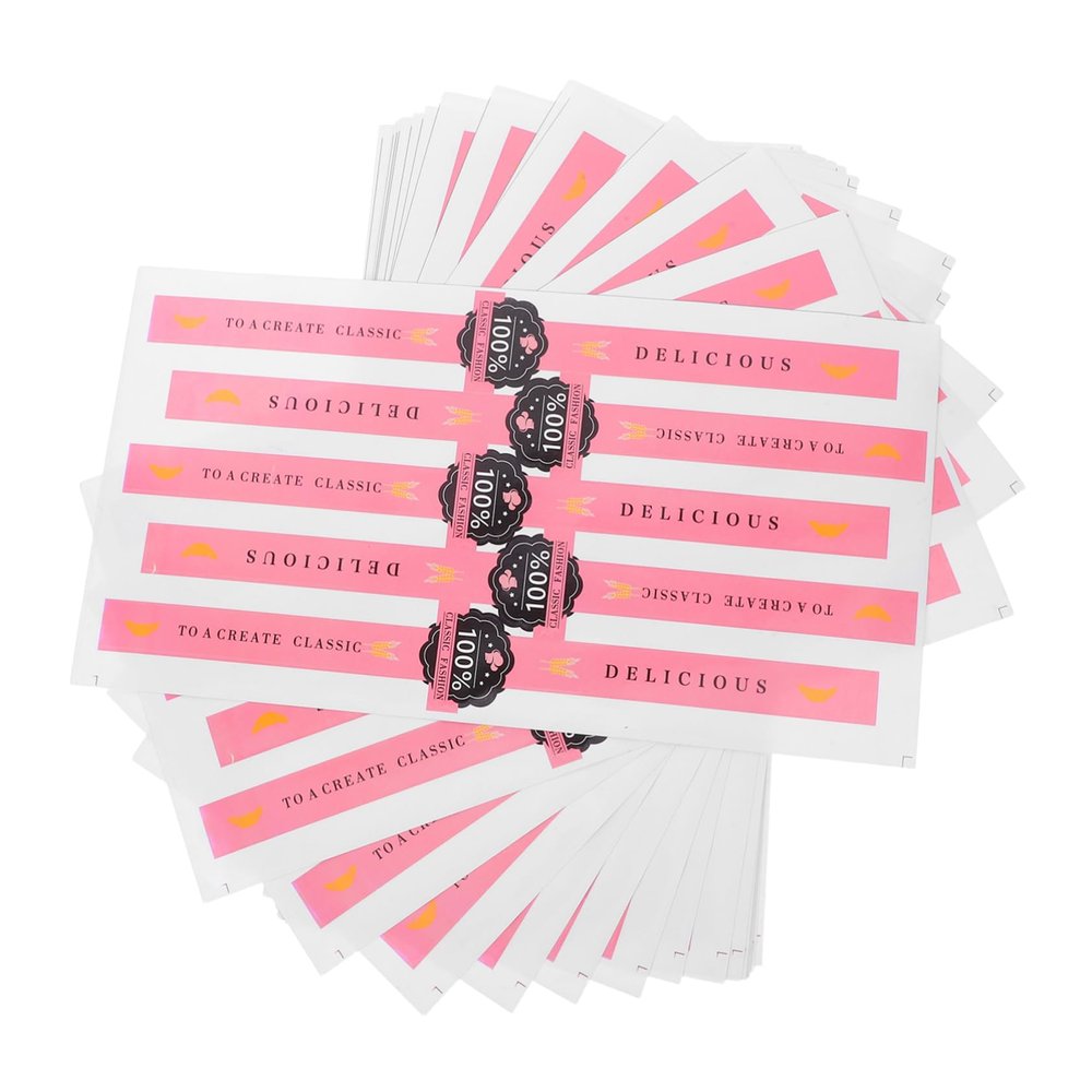100 Pcs Self-Adhesive Decorative Baking Labels for Cakes Cookies and Desserts for Holiday Parties and Packaging for Home Bakers and Professional Pastry Chefs