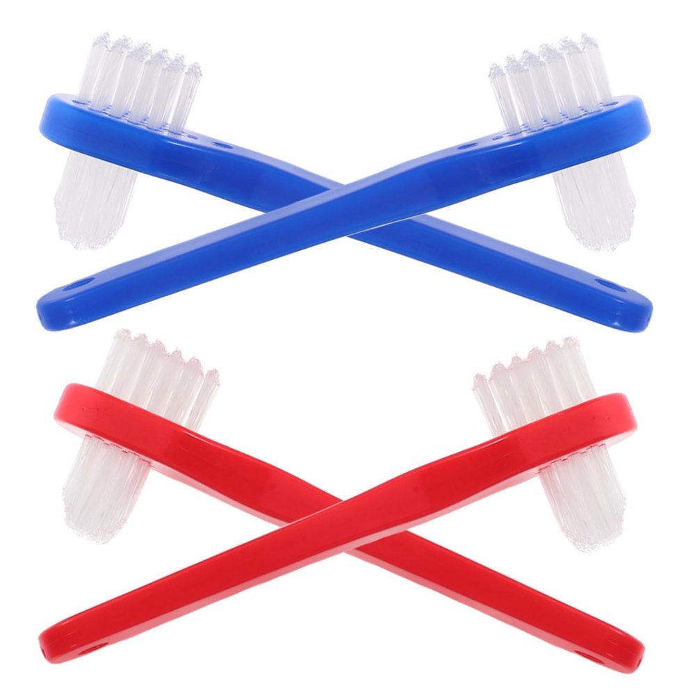 HOODANCOS Portable Denture Cleaning Brush Set 4PCS Small Soft Bristle Toothbrushes for Gentle Cleaning Travel Size Adult Toothbrush for Dentures and Oral Care