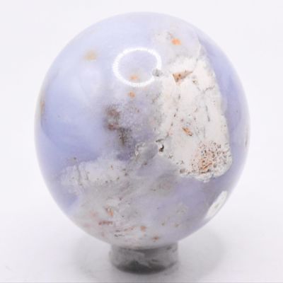 48mm 145g Blue White Chalcedony Sphere Polished Collectible Natural Gemstone Crystal Mineral Dcor Specimen Ball - India + Stand
