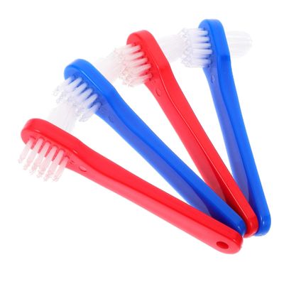 YOSADIER 4PCS Portable Denture Cleaning Brush Set Soft Bristle Double-Sided Toothbrush for Adults for Travel and Oral Care Compact Mouth Washers and Denture Supplies