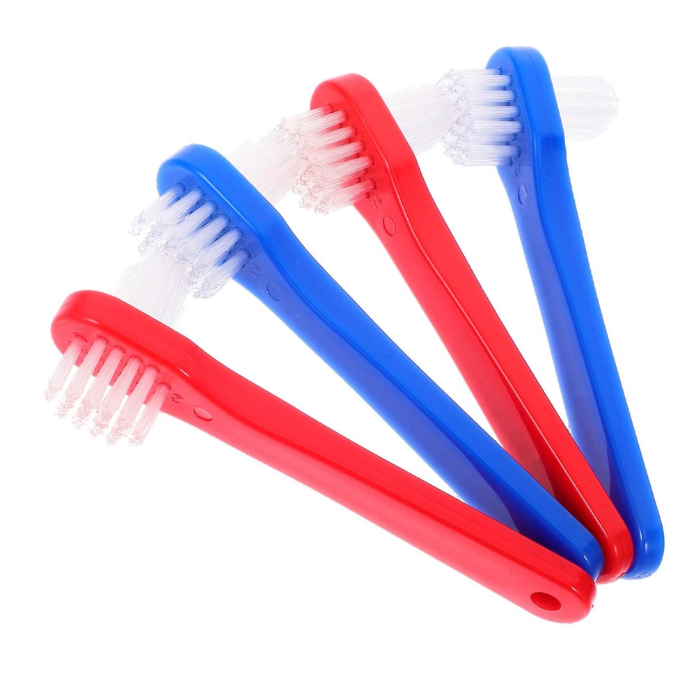 YOSADIER 4PCS Portable Denture Cleaning Brush Set Soft Bristle Double-Sided Toothbrush for Adults for Travel and Oral Care Compact Mouth Washers and Denture Supplies