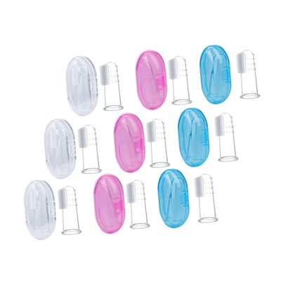 HAKIDZEL 9Pcs Silicone Finger Toothbrush with Storage Boxes for Oral Care Easy Clean Teething Brush for Newborns Years Compact Travel Friendly