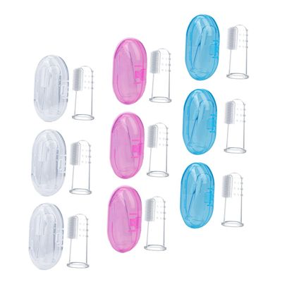 NIYANGLE 9Pcs Silicone Finger Toothbrush for Oral Cleaning Brush with Storage Box Safe Soft Silicone for Gums for Teething Relief Years
