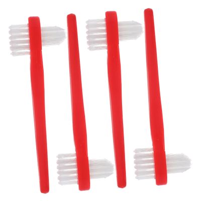 minkissy 4pcs Dual-Head Denture Cleaning Brush Set Portable Toothbrush for Dentures Travel Size Care Tool Soft Bristles for Adults