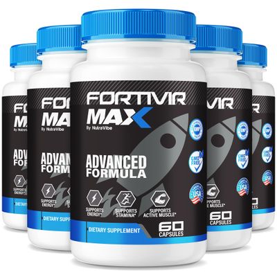 (5 Pack) Fortivir Max Daily Mens Vitality Formula with a Natural Blend to Support Lasting Energy, Stamina & Performance | Just 2 Easy-to-Swallow Pills for Everyday Wellness (300 Capsules)