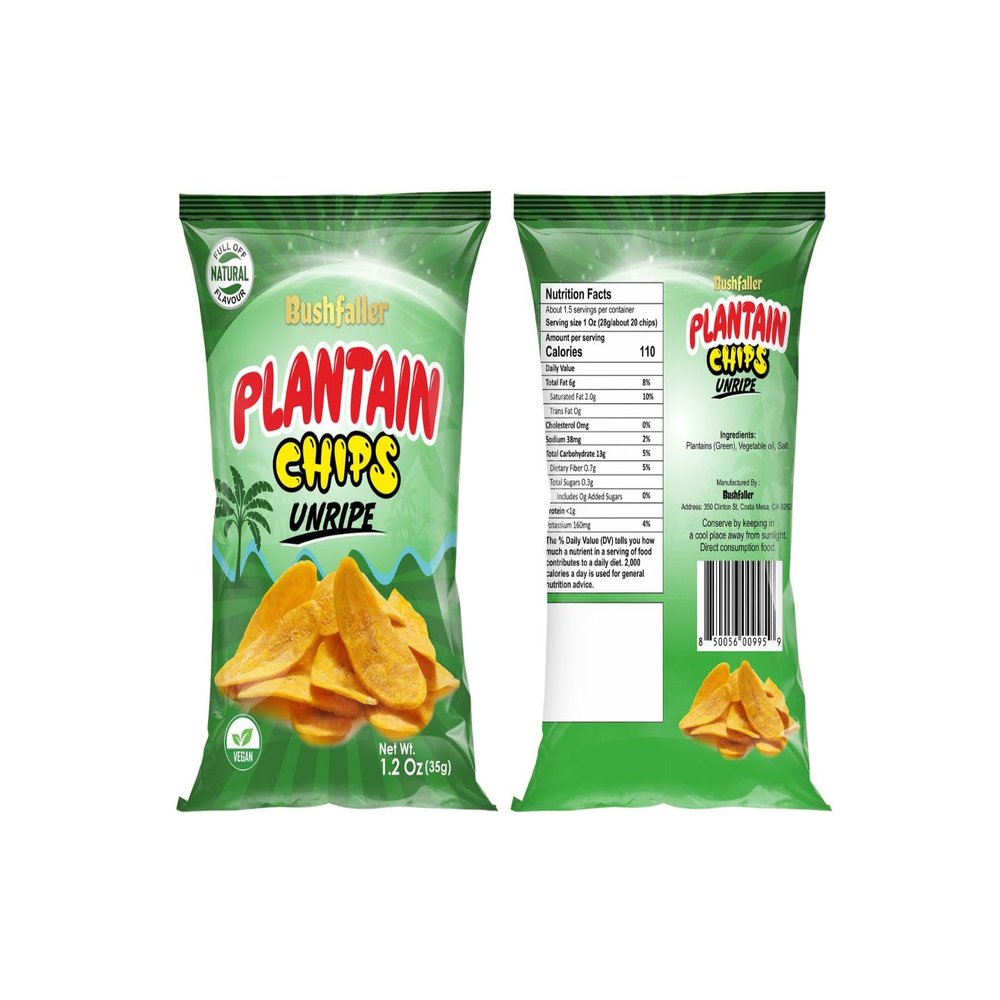 Bushfaller Plantain Chips, Unripe, light Salted - 1.2 Oz (35g)