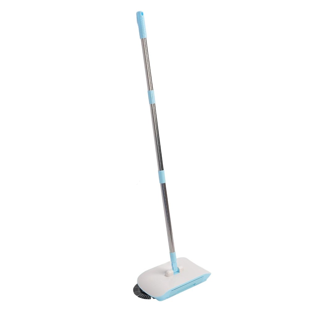 Phefop Manual Floor Sweeper 2 in 1 with Microfiber Water Locking Mop and Stainless Steel Construction for Hardwood Tile Marble Floors (Blue)