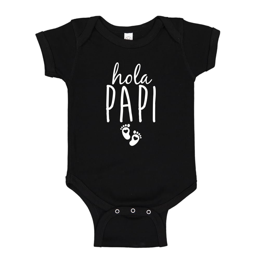 Hola Papi Spanish Pregnancy Announcement Baby Bodysuit One Piece 6 mo Black