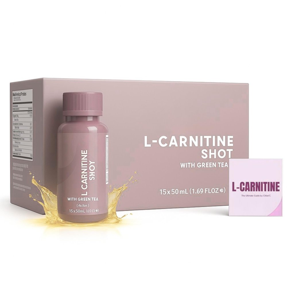 L-Carnitine Liquid Shots 50mL (15pcs) Energy Support, Metabolism Booster & Endurance Drink Supplement with Green Tea & Vitamin B6