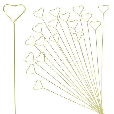 verkelly 40 Pcs Heart-Shaped Floral Card Holder Picks - Metal Photo and Gift Card Sticks for Bouquets, Wedding Centerpieces, and Party Decorations