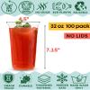 32 oz Clear Plastic Cups 100 Pack Disposable Drinking Cups for Party, BPA-Free Cold Cups, Recyclable & Durable Large Plastic Party Cups Tumblers for Iced Coffee, Milkshakes, Smoothies, Beer view 2