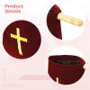 Kronabelle Velvet Church Offering Bag, Religious Donation Pouch with Wooden Handles, Cross Embroidery for Church Services, Soft &, 10 X 11.3 in, Perfect for Religious Gatherings view 2