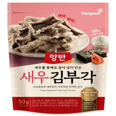 Crispy Seaweed Snacks | Healthy Korean Seaweed Chips (50g, Shrimp)