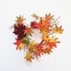 2 pack Artificial Fall Wreath with Maple Leaves, Pumpkins and Berries, Autumn Candle Holder Decoration Set10cm view 1