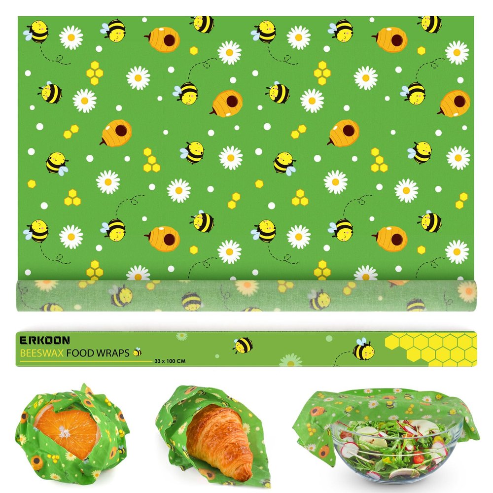 Beeswax Food Wraps,13x39 Inch Honeycomb Bread Wrap Eco-Friendly Reusable Bread Storage Bags Kitchen Food Storage Organic Beeswax Plastic Wrap