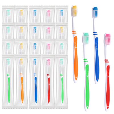 100 Pack Bulk Toothbrush Package with Covers Premium Quality Individually Wrapped Tooth Brushes, Soft Bristle Toothbrushes for Adults & kids, Hygienic Cap for Donations, Travel, Hotels, Homeless