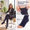 Plus Size 3XL Thigh High Compression Stockings Open Toe, Compression Socks for Women Men, 15-20 mmHg Graduated Compression Support Hose, Best for Varicose Veins, Edema, Flight, DVT, Navy Blue view 3