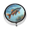 Round Pill Case for Purse or Pocket 2 Compartment Medicine Pill Box Portable Small Pill Organizer Safflower Flying Fish Pillbox Travel Medicine Vitamin Cod Liver Oil Storage Box view 1