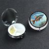 Round Pill Case for Purse or Pocket 2 Compartment Medicine Pill Box Portable Small Pill Organizer Safflower Flying Fish Pillbox Travel Medicine Vitamin Cod Liver Oil Storage Box view 3