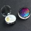 Round Pill Case for Purse or Pocket 2 Compartment Medicine Pill Box Portable Small Pill Organizer Glitter Sequin Spot Pillbox Travel Medicine Vitamin Cod Liver Oil Storage Box view 3