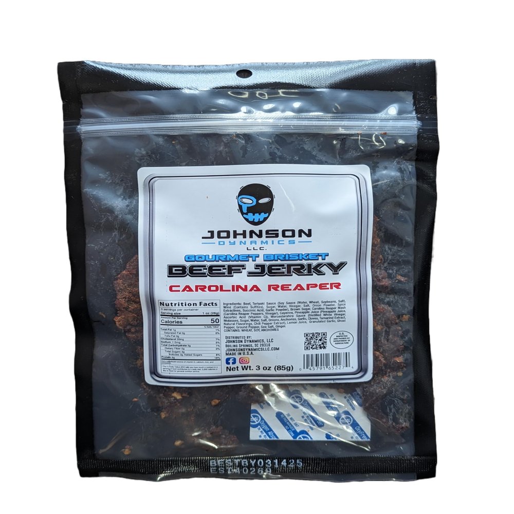 Carolina Reaper Gourmet Brisket Beef Jerky, Johnson Dynamics LLC