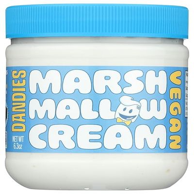 DANDIES Vegan Marshmallow Spread, Plant-Based, Gelatin-Free, Dairy-Free, Non-GMO, Marshmallow Cream for Baking, Toast, Smores, Hot Chocolate & Desserts 6.3 oz Jar, Single Pack (Pack of 1)