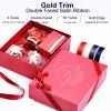 Red Ribbon, 1-1/2 inch x 50 Yards Double Faced Red Satin Ribbon with Gold Edge, Delicate for Gift Wrapping, Flower Bouquet, DIY Crafts, Christmas, Hair Bow, Holiday, Party Decorations view 2