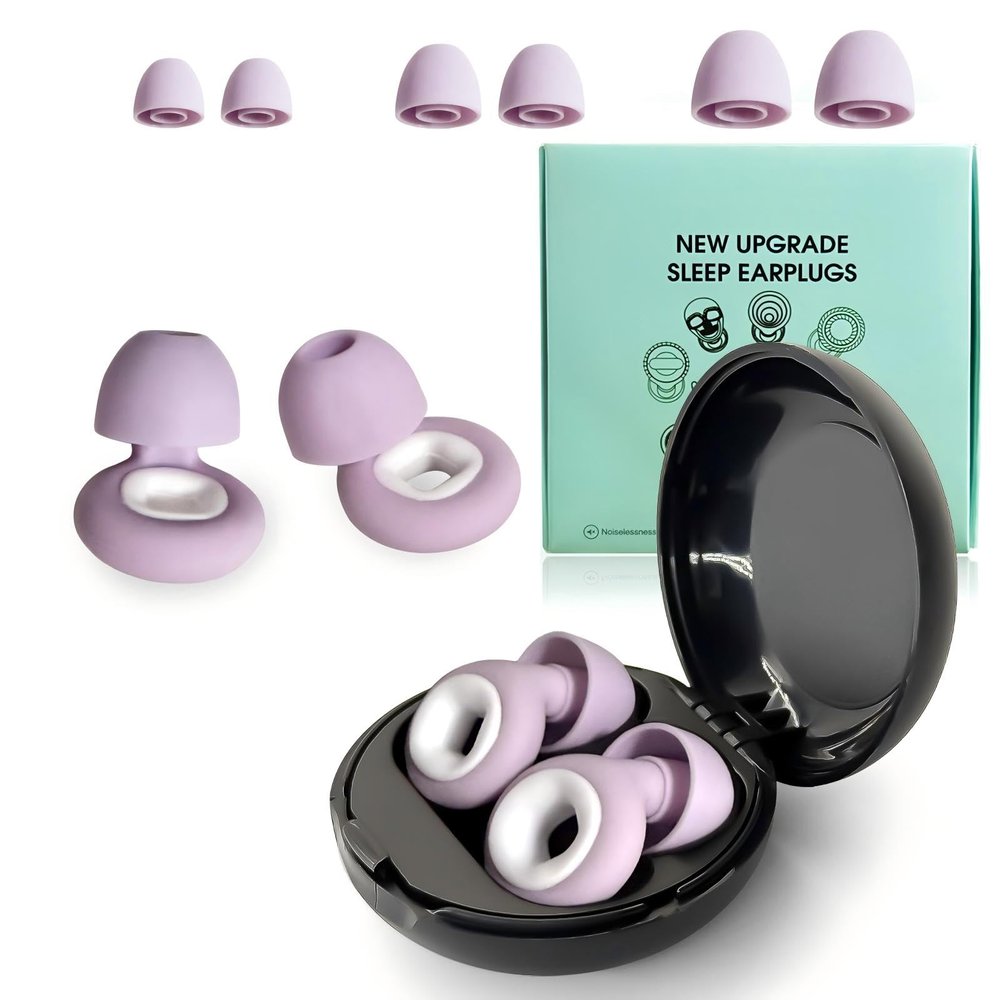 Artevive Earplugs Motorcycle.Ear Plugs for Sleeping Noise Cancelling 35dB Noise ReductionReusable Ear Plugs,Super Soft for Motorcycles CyclingSleepingWorkTravel(Purple White)