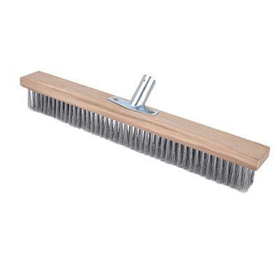 1 Pack Wire Scrub Brush, 50cm Stainless Steel Heavy Duty Stiff Metal Bristle Scrubber Broom with Wooden Handle Connector for Outdoor Concrete Removal