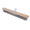 1 Pack Wire Scrub Brush, 50cm Stainless Steel Heavy Duty Stiff Metal Bristle Scrubber Broom with Wooden Handle Connector for Outdoor Concrete Removal view 1
