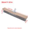 1 Pack Wire Scrub Brush, 50cm Stainless Steel Heavy Duty Stiff Metal Bristle Scrubber Broom with Wooden Handle Connector for Outdoor Concrete Removal view 2